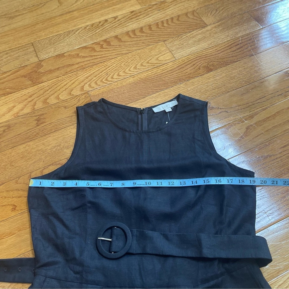 LOFT black linen jumpsuit romper wide leg pants belted Sz 6 - Picture 6 of 16